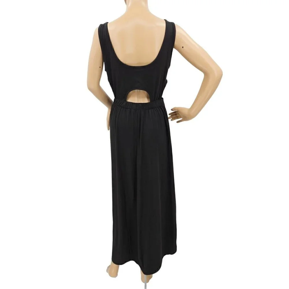 Skiva International Maxi Dress Love XL 14 16 Soft Cut Out Stretch Empire Black - Picture 2 of 15